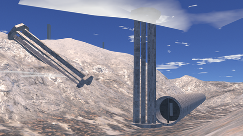 Terrain in Test Pilots by Sacchan, a VRChat aviation world.