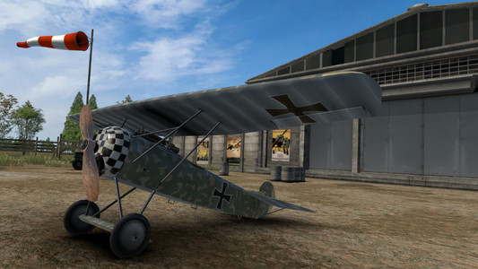 Warplanes: WW1 Fighters, viewing the aircraft at the air base.