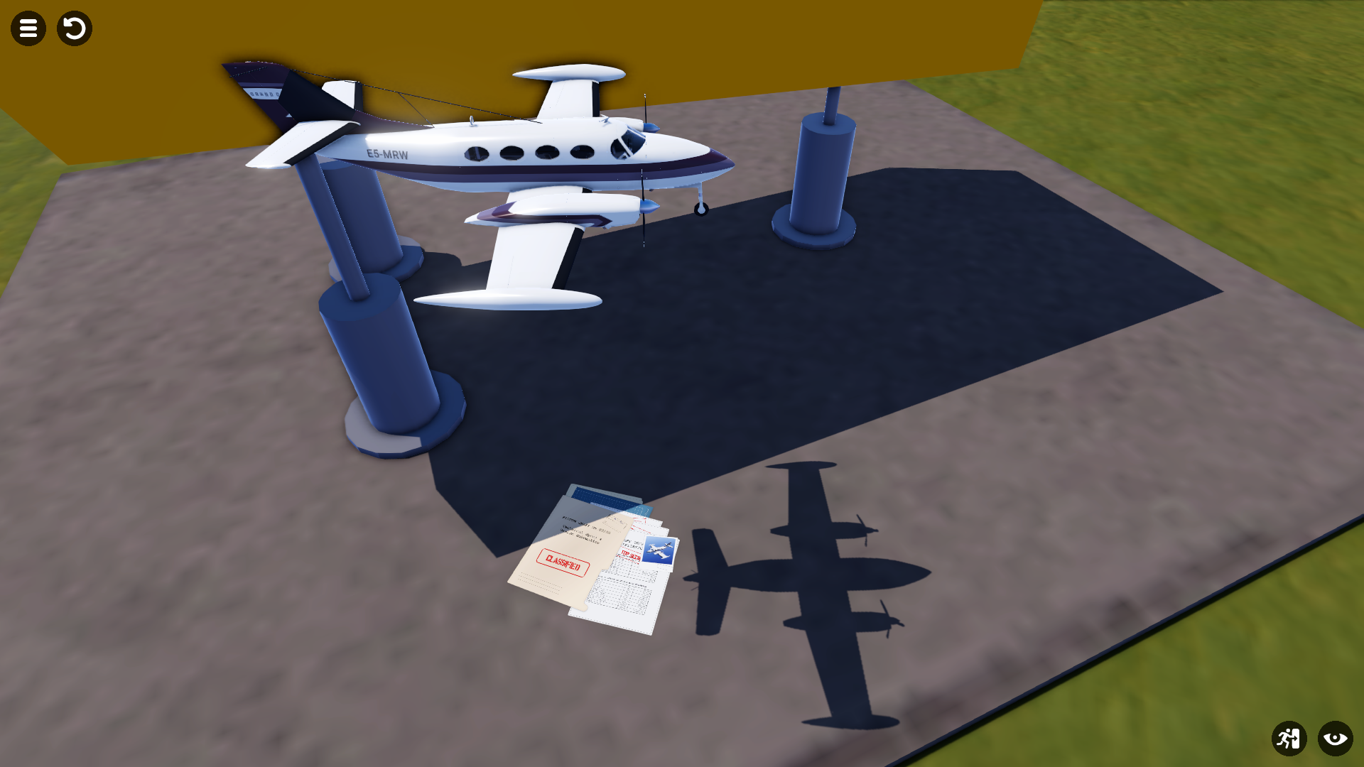 PAPI lights with blue prints near them. SimplePlanes 2 by Jundroo