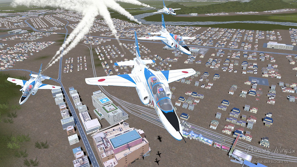 Dancing Wings - The Aerobatic Simulator by CloveTek. Two Kawasaki T-4s in flight.