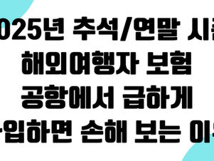 [2025년 추석/연말 시즌] 해외여행자 보험, 공항에서 급하게 가입하면 손해 보는 이유
