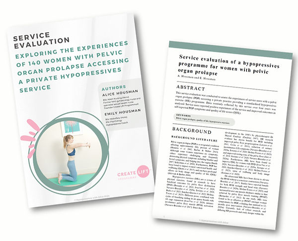 Service Evaluation exploring the experiences of 140 women with pelvic organ prolapse accessing a provate hypopressives service - picture of front of document