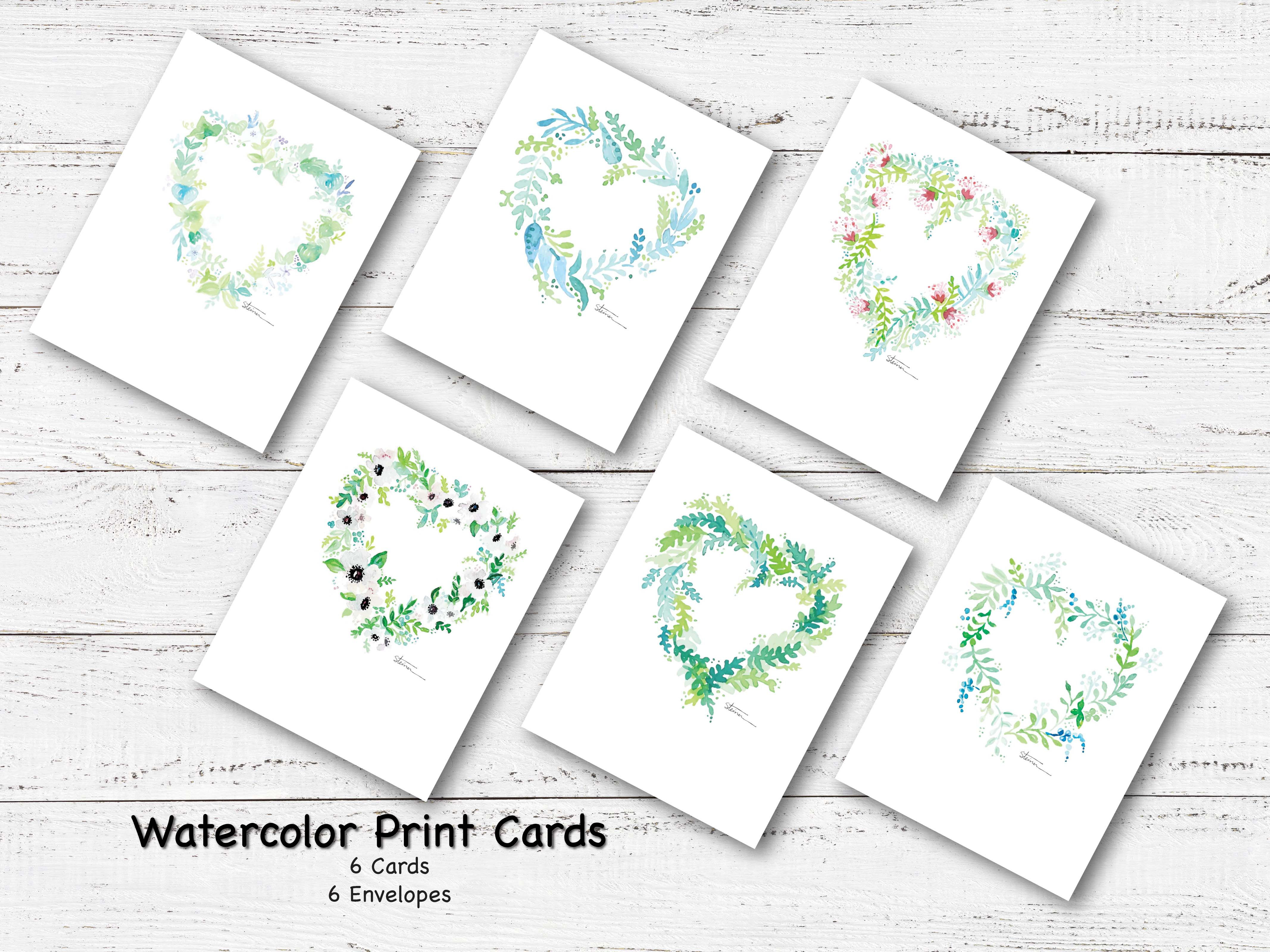 Heart Wreaths Blank Note Card Pack