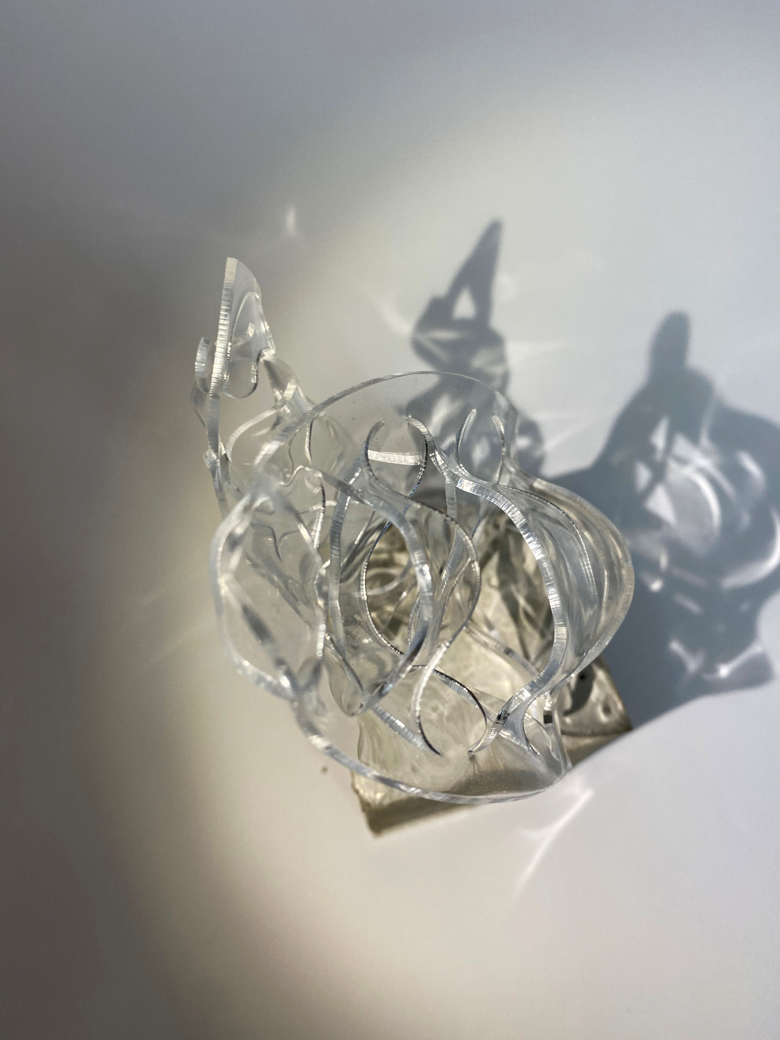 Concrete cube with acrylic piece