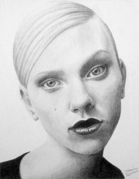 Realistic graphite portrait drawing of Scarlett Johansson