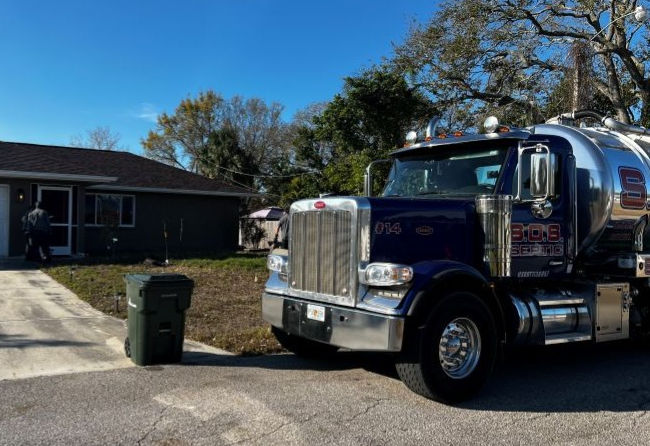 Septic tank pumping service at residential home in North Port Florida