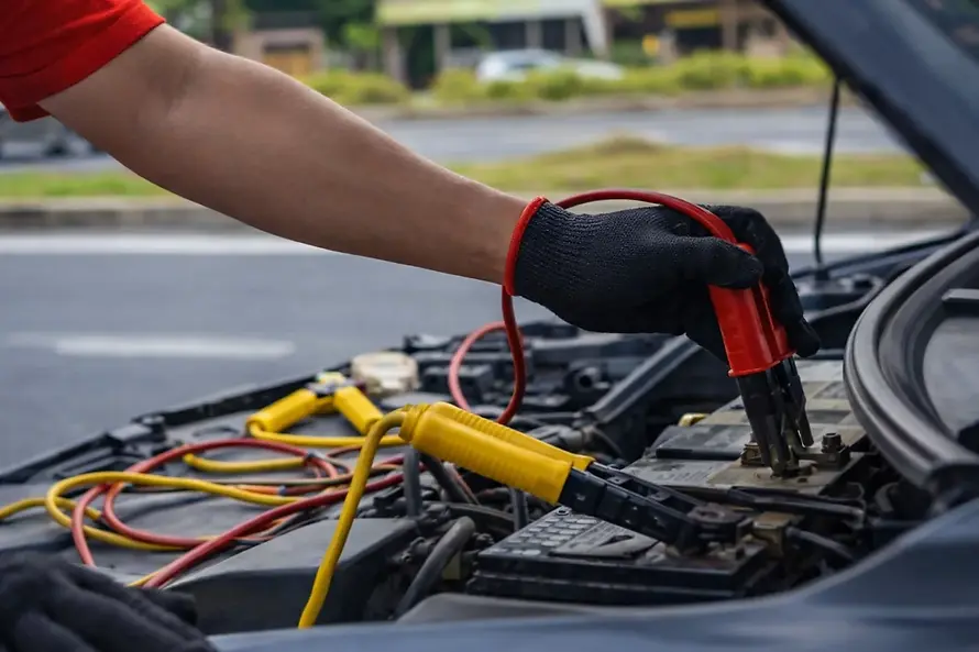 Battery change along the road from our Mechanic At Like New Auto Care