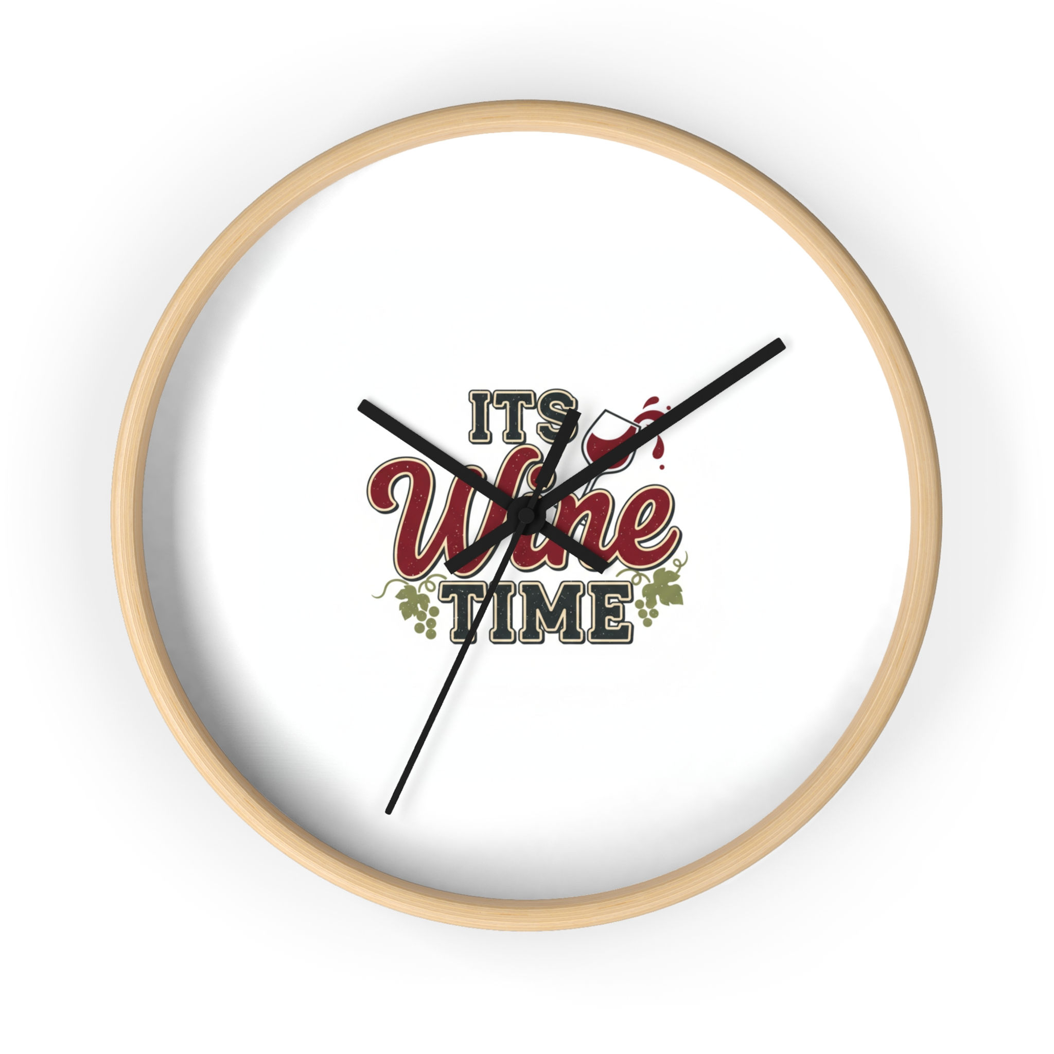 It's Wine Time Wall Clock — Wine Lover Kitchen Decor, Funny Bar Clock