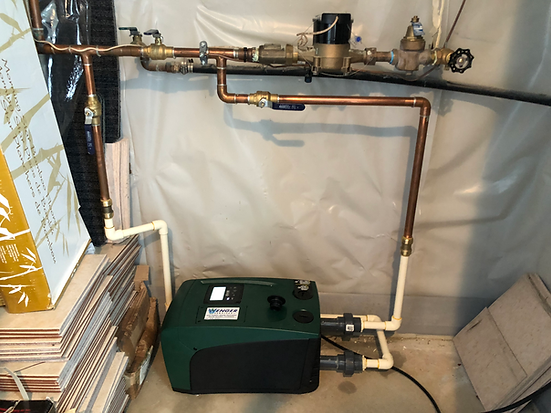 Whole House Filtration Installation in Frederick County Maryland Home with Coper Pipe and Plumbing
