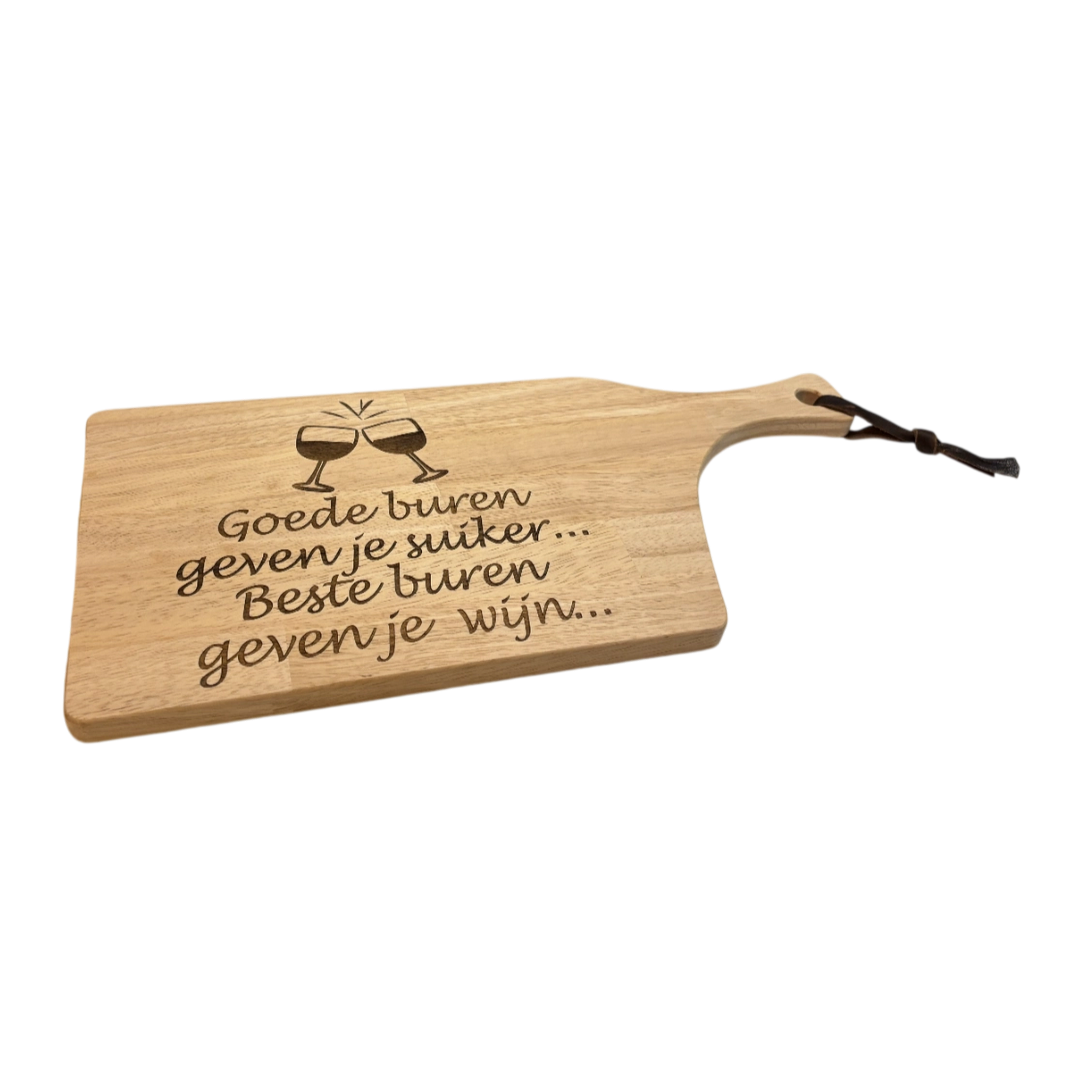 Persoonlijk cadeau voor buren – houten serveerplank (45 × 21 cm)