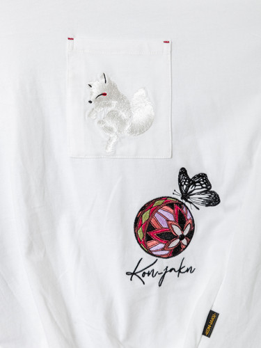 コヨーテ・刺繍アート⚫︎座裏屋蘭丸 今昔 KJ-29204 -97 こんじゃく『孔雀の花』ALL刺繍チュニックT