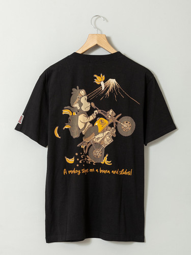 【GLOGANG】Gasoline Tシャツ 国内配送・関税送料込 悟空本舗LG-59902 -80 GO-COO!!!『猿がバナナを踏んで滑る』半袖