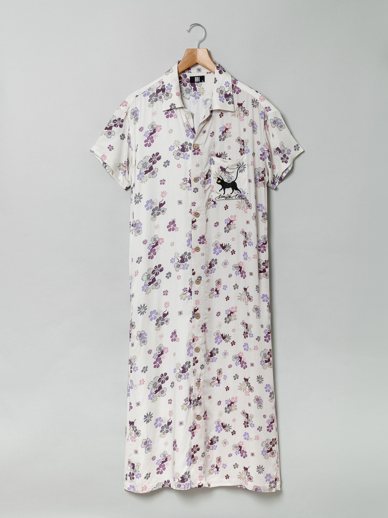 LIN AL-75755 -18前 『猫柄』総柄シャツワンピース