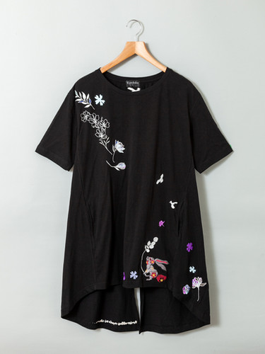 黒菟華 花の傘チュニック LIN レディース AL-759038 和柄 和風 刺繍 兎