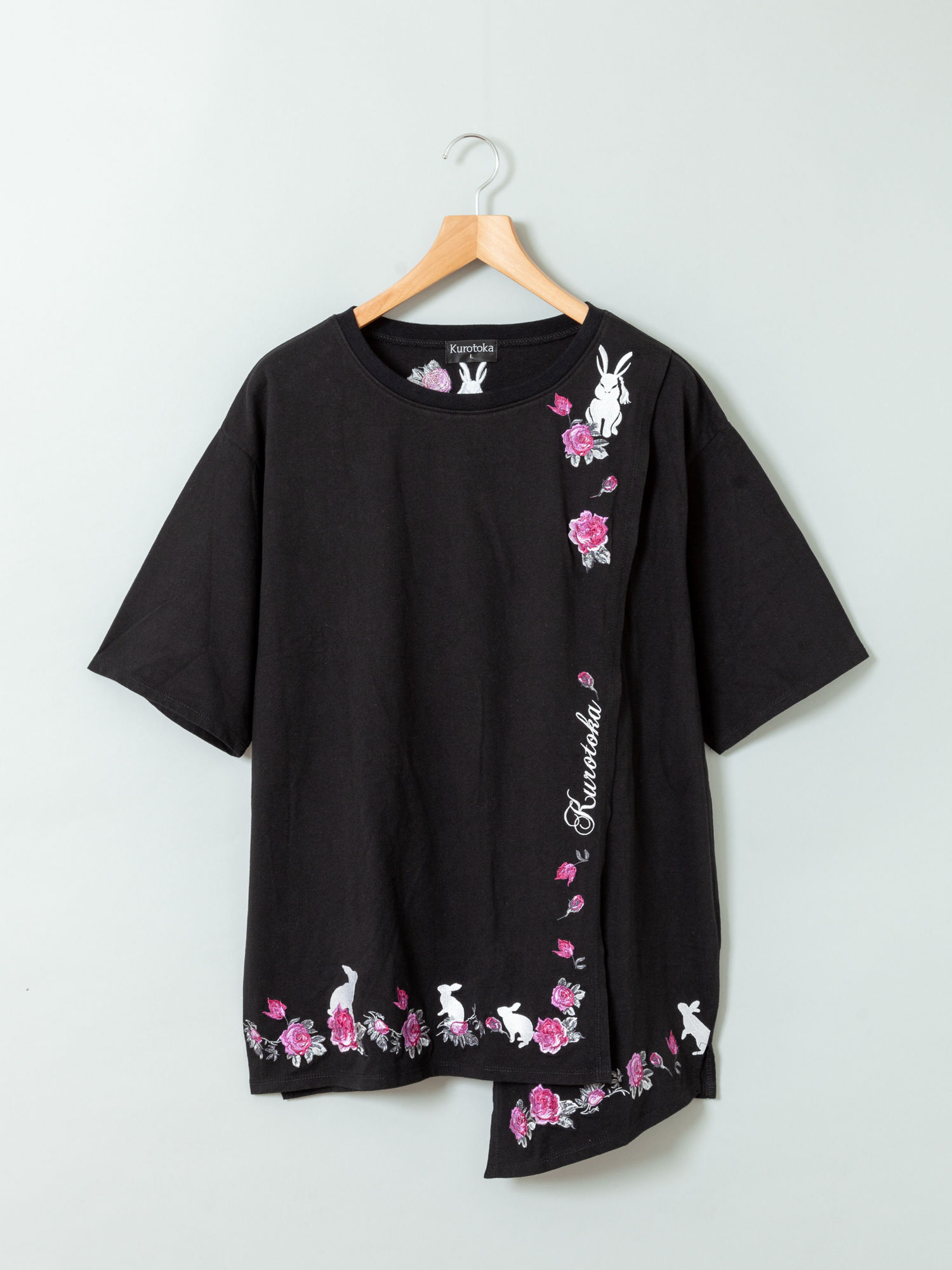 黒菟華 AL-759029-1 /60レディース向けチュニック(薔薇と菟)