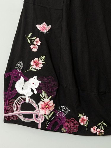 今昔 こんじゃく『水引の花』2Way総刺繡 スカート KON-JAKU- L 今昔 KJ-29176 -24 こんじゃく『水引の花』2Way総刺繡 スカート