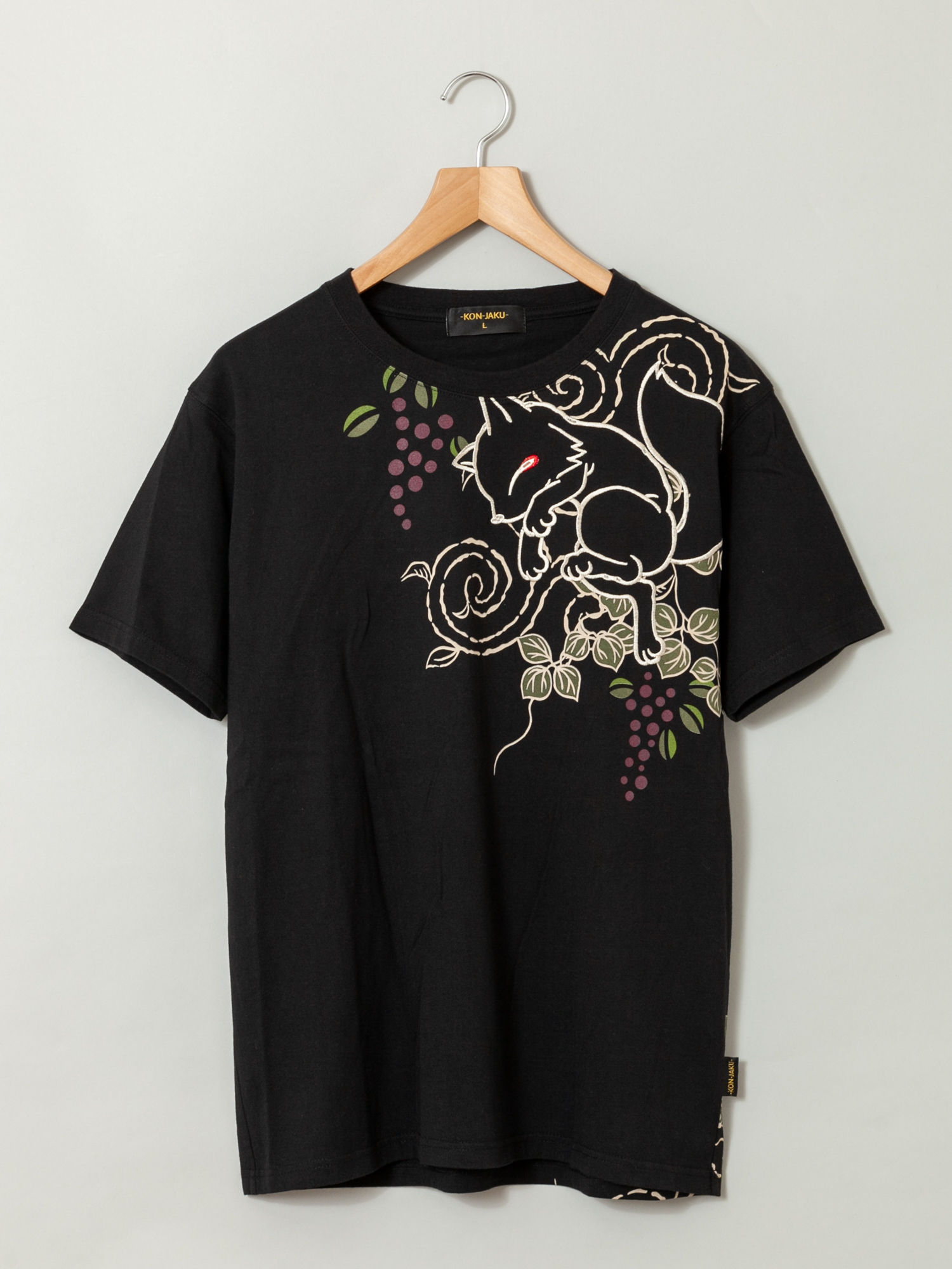 ○今昔 KJ-27003 -89 こんじゃく『こんぎつねと南天唐草』半袖Tシャツ