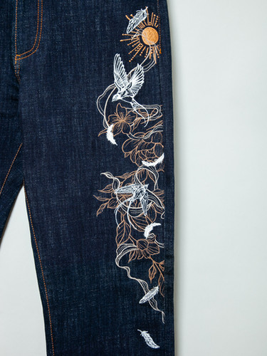 黒菟華 AL-759110(5) KUROTOKA『燕のジーンズ』ALL刺繡デニム ジーンズ