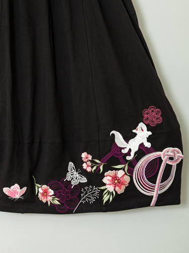 今昔 こんじゃく『水引の花』2Way総刺繡 スカート KON-JAKU- L 今昔 こんじゃく『水引の花』2Way総刺繡 スカート KON-JAKU- L