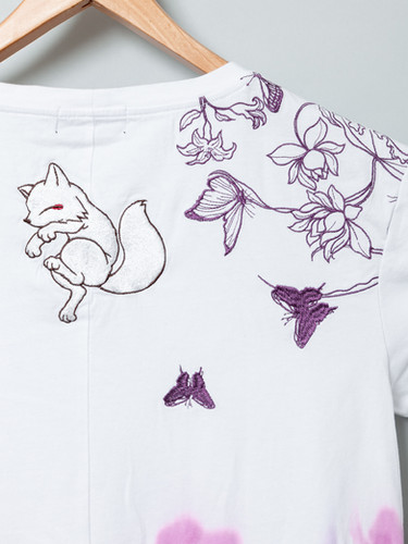 絞り染めチュニック 今昔 レディース KJ-29196 和柄 和風 狐 きつね