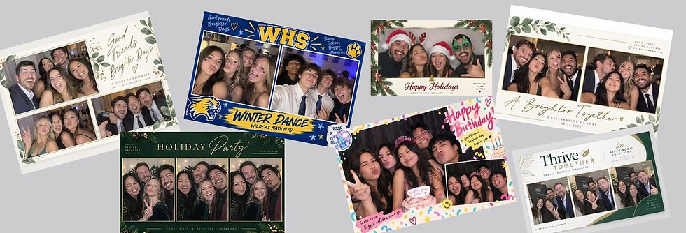Custom digital Photo Booth designs for weddings, school events, holidays, and celebrations