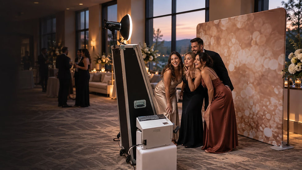 Guests using an Interactive Mirror Photo Booth during a birthday celebration.