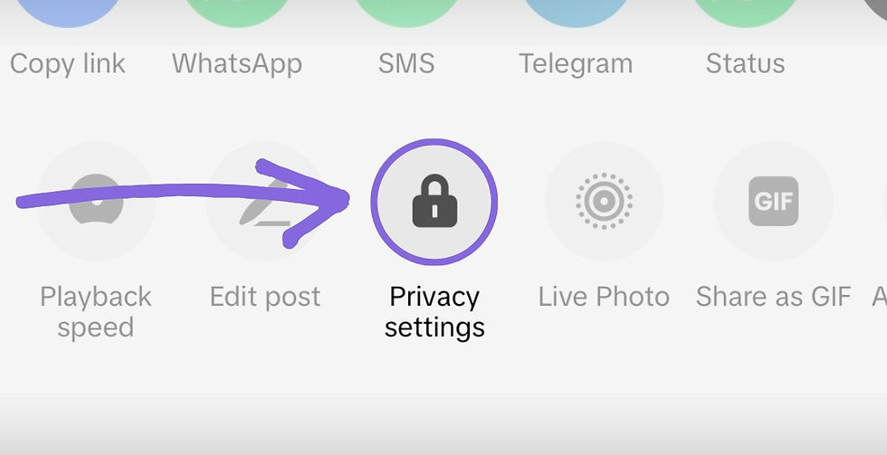 A graphic showing where to locate TikTok's Privacy settings button