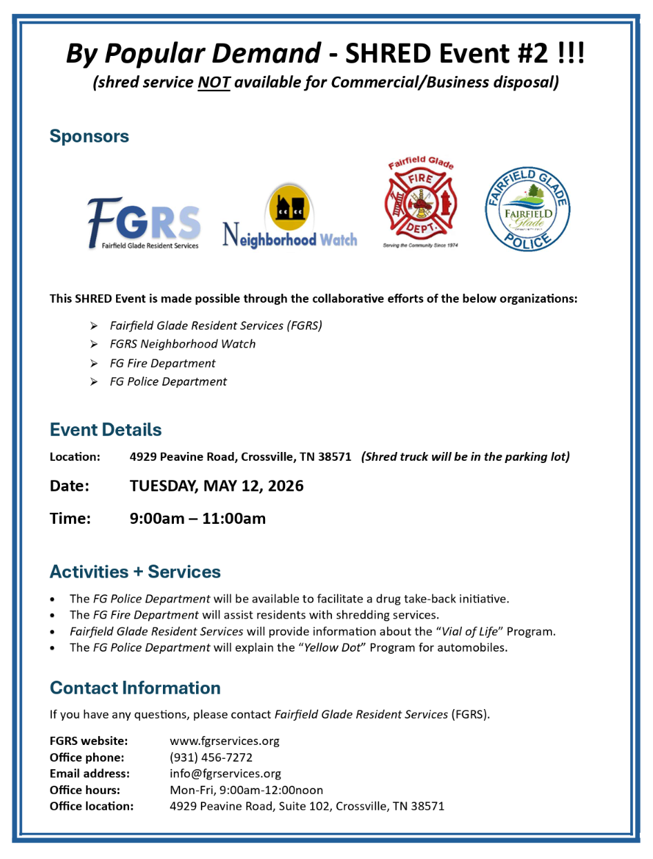 Shred Event Scheduled