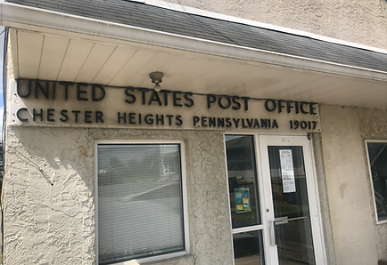 Exterior of the Chester Heights Post Office showing the building façade.”