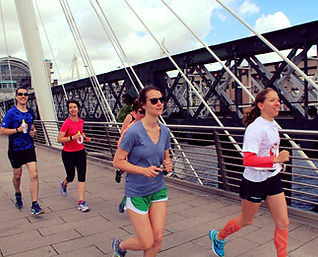 Mixed group of runners on a training run in London