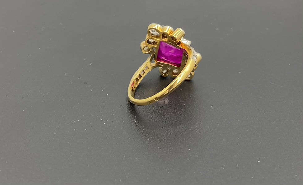 Thumbnail: Bague art déco pierre rubis diamants