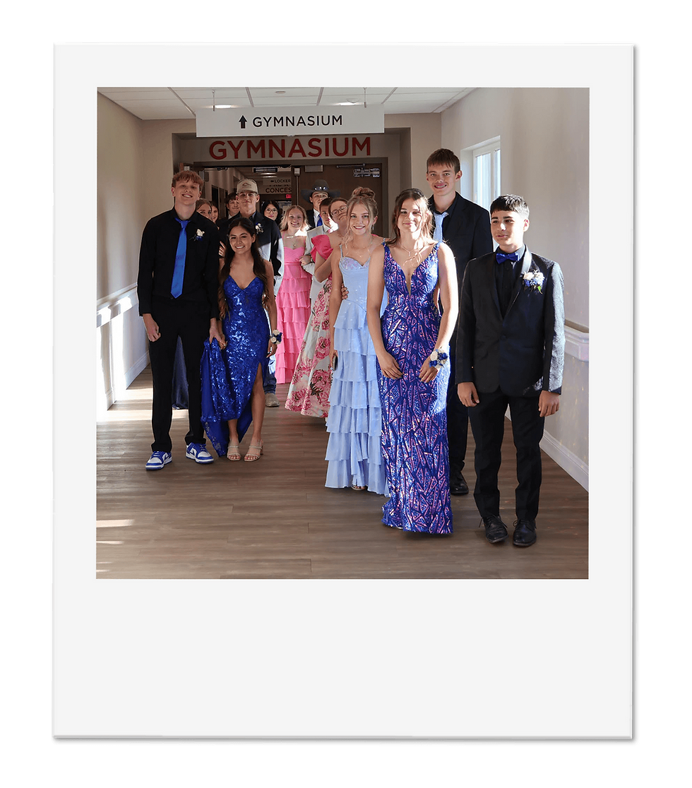 Polaroid of teens ready for prom