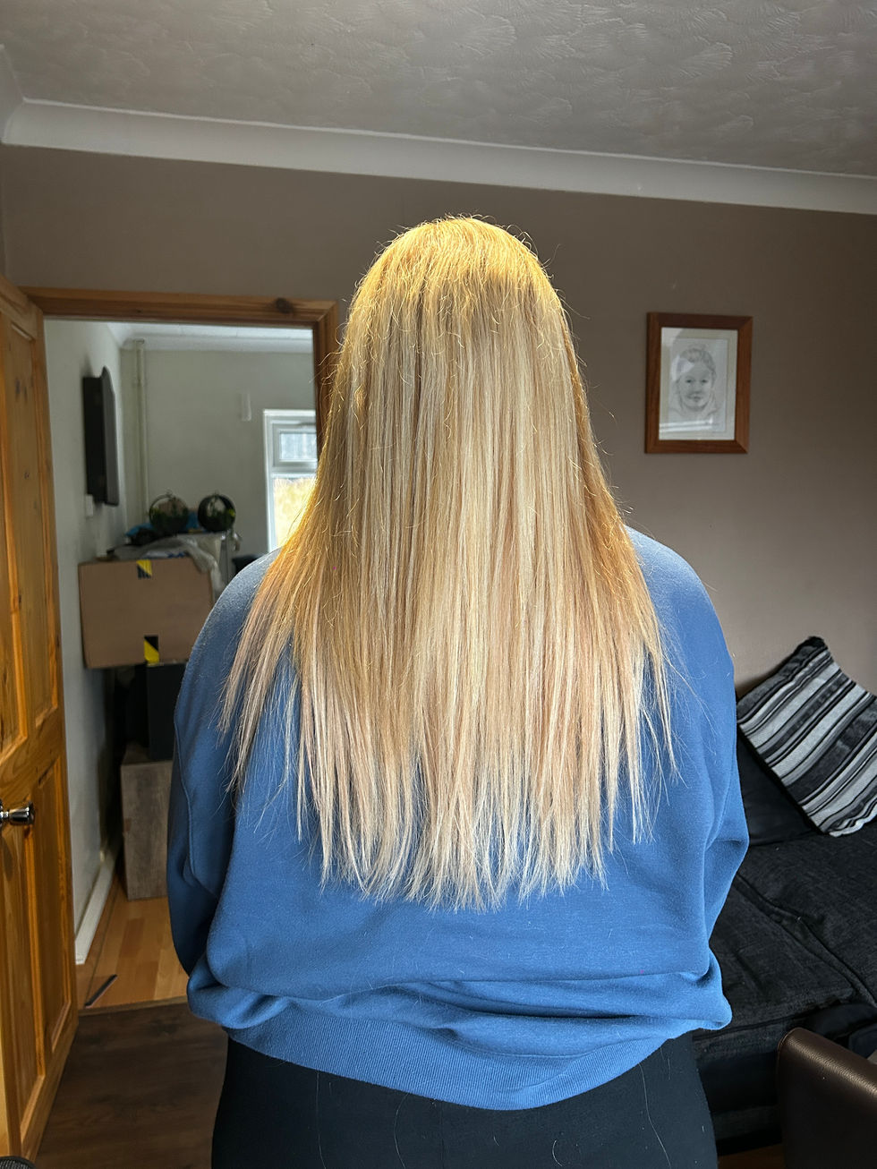 Before and after 16-18 inch double drawn, Russian/Mongolian micro ring hair extensions