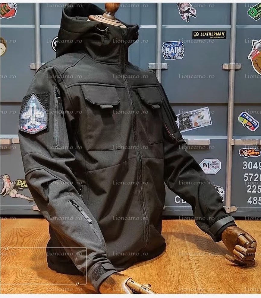 Miniatură: Jacheta Softshell din lana imblanita Neagra