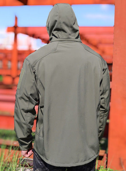 Miniatură: Jacheta Softshell din lana imblanita oliv "FIGHTER'''