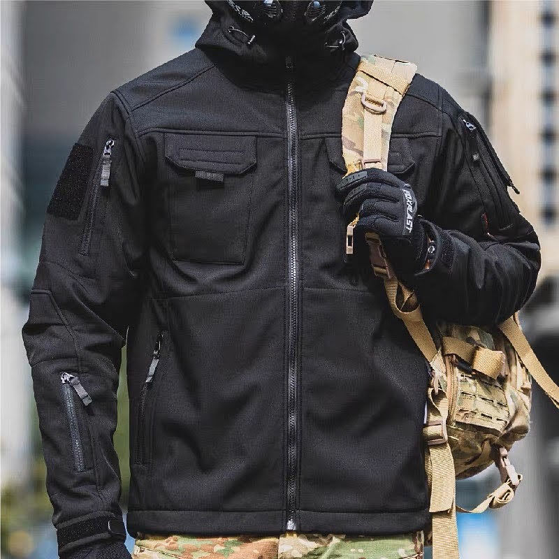 Miniatură: Jacheta Softshell din lana imblanita Neagra