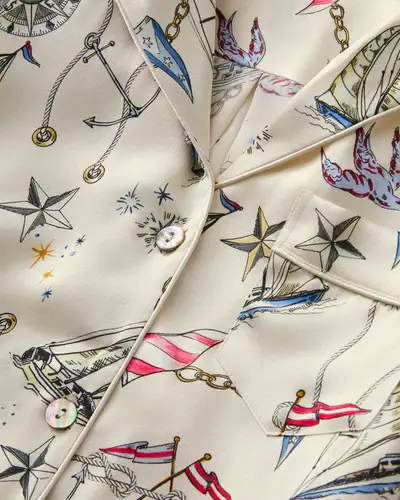 Thumbnail: Women's Silk Short Sleeve Short Set in Regatta Royale