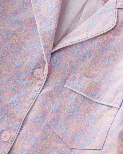 Thumbnail: Women's Twill Short Sleeve Short Set in Fleur Blush
