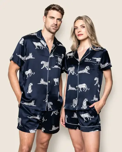 Thumbnail: Women's Silk Short Set in Panthère de Nuit