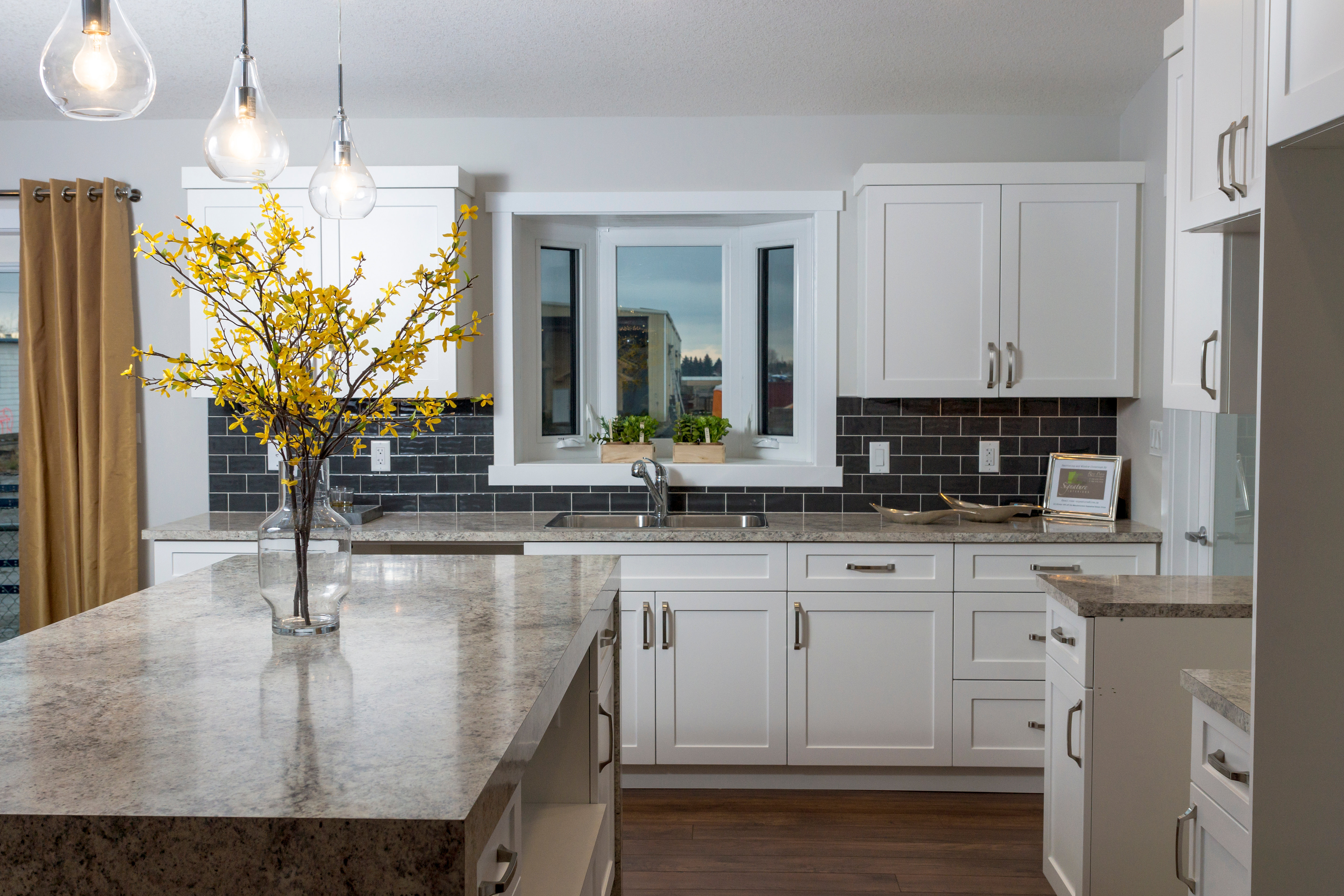 Signature Interiors Edmonton, custom blinds draperies window ...  show home kitchen.