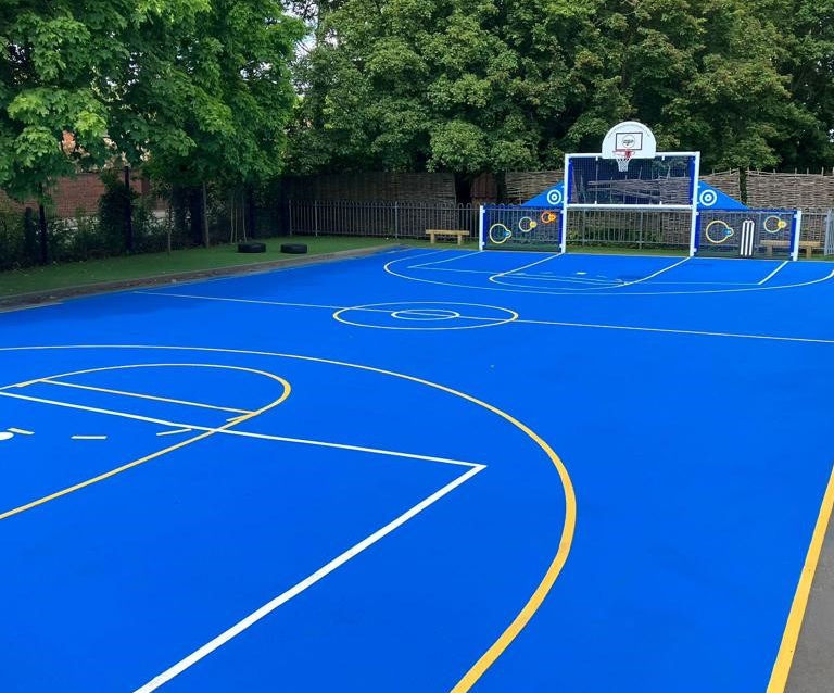Blue playground paint MUGA