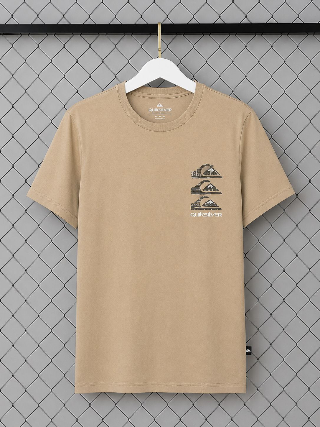 Camiseta Surf Quiksilver Premium Bege Triple Wave