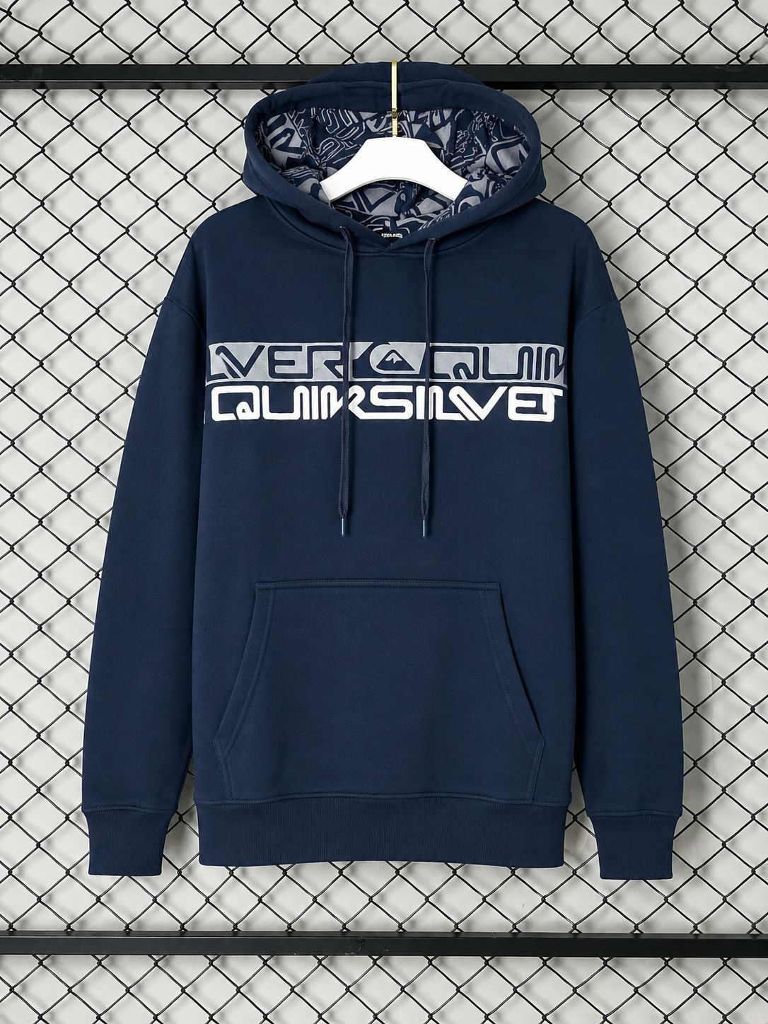 Moletom Canguru Quiksilver Premium Azul Navy Inner Detail