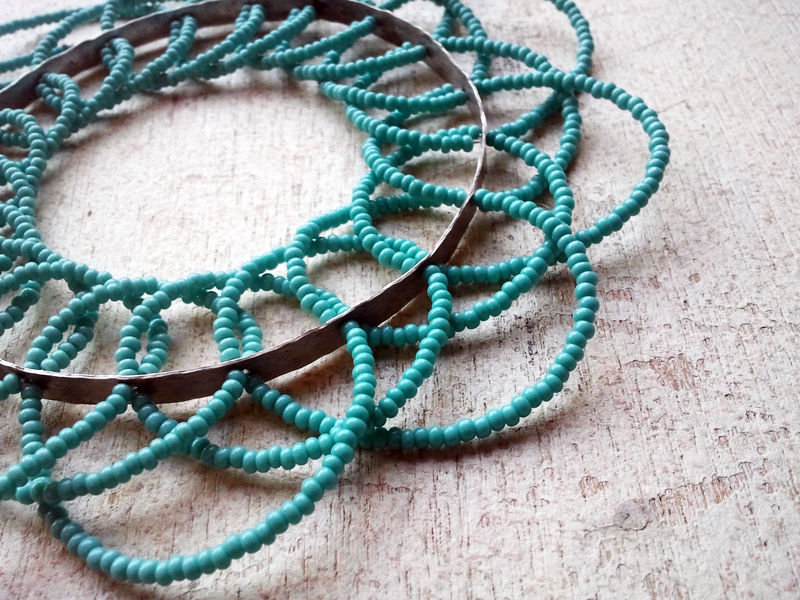 geometric lace / cuff - blue