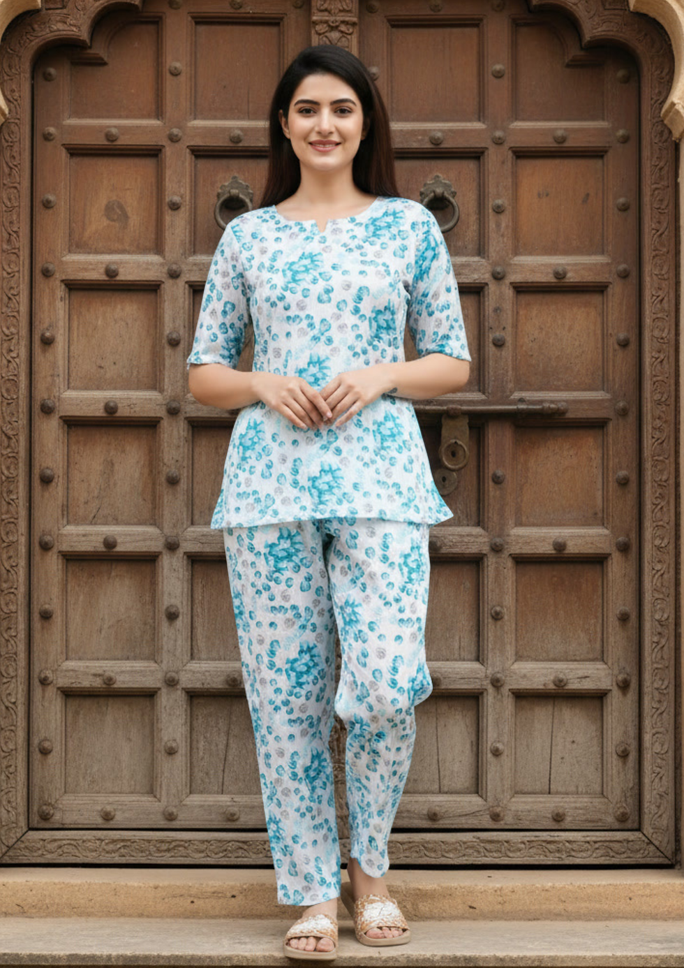 Thumbnail: Floral Print Night Suit Set