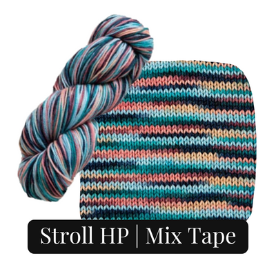 stroll handpainted yarn in the color mix tape