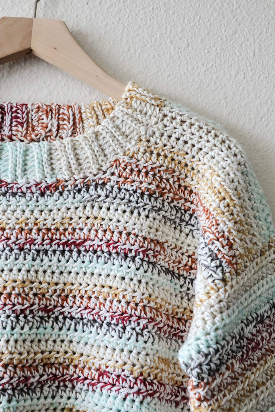 shoulder detail photo of crochet sweater