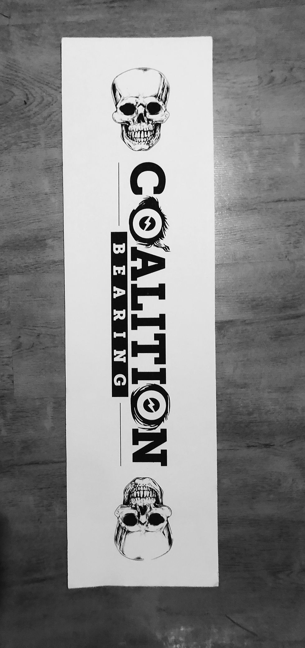 Miniature : GripTape white logo black Coalition Bearing