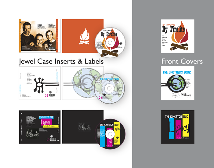 Mockup of the 3 inserts for the cases, the covers for the cases and the disc decals.