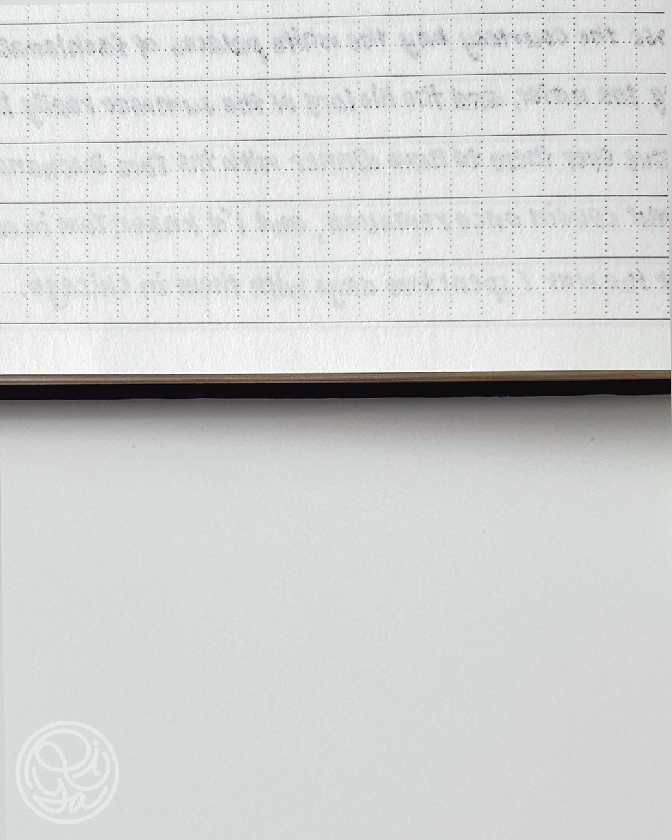 An example of fountain pen ink ghosting on paper.